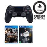 Ficha técnica e caractérísticas do produto Controle Dualshock 4 Preto + MLB The Show 18 + Metal Gear Survive - PS4