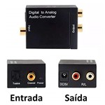 Ficha técnica e caractérísticas do produto Conversor Áudio Óptico Digital Fibra/Coaxial para Rca Analógico