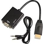 Ficha técnica e caractérísticas do produto Conversor HDMI Para VGA de Áudio Cabo P2 CN-1072 Preto YUHUA