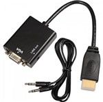 Ficha técnica e caractérísticas do produto Conversor HDMI para VGA de Áudio Cabo P2 Preto Yuhuan