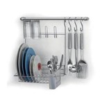 Ficha técnica e caractérísticas do produto Cook Home Kit Cozinha com Porta Talheres e Escorredor de Louças de Parede Cromado