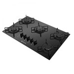 Cooktop Atlas 5 Bocas com Trempes Individuais em Aço Esmaltado - Agile Preto com Acendimento Super Automático - Bivolt -...