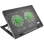 Ficha técnica e caractérísticas do produto Cooler para Notebook Multilaser Warrior Power Gamer LED Verde Luminoso AC267