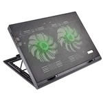 Ficha técnica e caractérísticas do produto Cooler para Notebook Warrior Power Gamer LED Verde Luminoso AC-267 - Multilaser