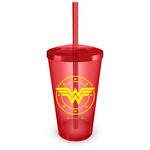 Ficha técnica e caractérísticas do produto Copo Acrílico Vermelho Wonder Woman Logo Vermelho