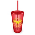Copo Acrílico Vermelho Wonder Woman Logo