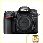 Ficha técnica e caractérísticas do produto Corpo Nikon D7200 DX 24,2 MP, ISO 100-25.600, WI-FI + Extreme de 32Gb