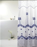 Ficha técnica e caractérísticas do produto Cortina para Box de Banheiro Poliéster Náutica Azul- Bella Casa