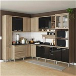 Cozinha Compacta 16 Portas C/ Tampo Pret e Vidro 5803 Preto/Argila