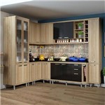 Cozinha Compacta 16 Portas com Tampo e Vidro 5805 Preto/Argila - Multimóveis