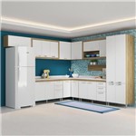 Ficha técnica e caractérísticas do produto Cozinha Compacta 18 Portas com Tampo Branco 5717 Branco/Argila - Multimóveis