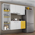 Cozinha Compacta 4 Peças 5 Portas Anabela Siena Móveis Branco/Amarelo