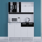 Ficha técnica e caractérísticas do produto Cozinha Compacta 7 Portas 2 Gavetas Ellen 6281 Branco/preto - Poquema