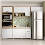 Cozinha Compacta 8 Portas com Tampo Branco 5721 Branco/Argila - Multimóveis