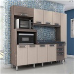 Cozinha Compacta Briz B101 10 Portas e 3 Gavetas - Gris/Palha
