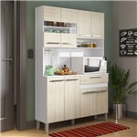 Cozinha Compacta com 8 Portas e 1 Gaveta AC810 - Branco/ Preto Liso