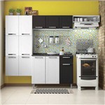 Cozinha Compacta com Balcão 4 Peças Múltipla Branco Preto - Bertolini