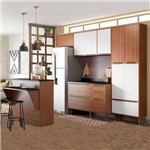 Cozinha Compacta com Tampo 13 Portas 5464 Nogueira/Branco - Multimóveis