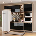 Cozinha Compacta com Tampo 9 Portas 5829 Argila/Preto - Multimóveis