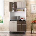 Cozinha Compacta com Tampo Carol - Poliman - Branco / Rovere / Amêndoa