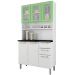 Cozinha Compacta 3 Portas de Vidro Regina Itatiaia I3vg2-105 Branco/Verde Claro