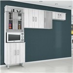 Cozinha Compacta Suiça Poliman com Balcão 3 Peças 9 Portas com Balcão Branco / Platino / Cinza
