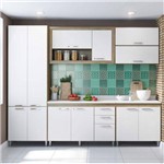 Cozinha Completa com Tampo 12 Portas 7 Peças Toscana Multimóveis Argila/Branco