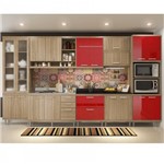 Cozinha Compacta 15 Portas 3 Gavetas para Pia 5830 Vermelho/Argila