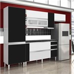 Ficha técnica e caractérísticas do produto Cozinha Ebano 9 Portas 3 Gavetas Branco e Preto