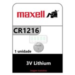 Ficha técnica e caractérísticas do produto CR1216 3V LITHIUM MAXELL / 1 Bateria