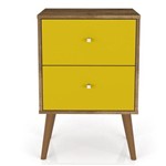 Criado Mudo com 02 Gavetas MB 2015 Madeira Rústica Amarelo - LymDecor