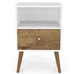 Criado Mudo com 01 Gaveta MB 2014 Branco/Madeira Rústica - LymDecor