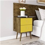 Ficha técnica e caractérísticas do produto Criado Mudo 2 Gavetas Decor Móveis Bechara Madeira Rústica/Amarelo