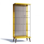 Ficha técnica e caractérísticas do produto Cristaleira com Espelho, LED e 2 Portas em Vidro Tiffany Retrô Imcal Amarelo