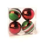 Ficha técnica e caractérísticas do produto Cromus Natal - Bola com Listras Vermelho e Verde 12 Cm (Bolas) - 1