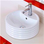 Ficha técnica e caractérísticas do produto Cuba de Apoio Banheiro Lavabo Sobrepor Redonda de Porcelana Cerâmica Louça C292 - Premierdecor