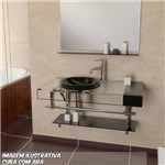 Ficha técnica e caractérísticas do produto Cuba de Embutir 42cm P/ Banheiro em Vidro Temperado | P/ Bancada ou Gabinete Estilo Chopin Preto