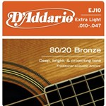 Ficha técnica e caractérísticas do produto D'Addario - Encordoamento Bronze Wound 010 para Violão EJ10 - D Addario