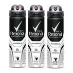 Ficha técnica e caractérísticas do produto Desodorante Antitranspirante Aerosol Rexona Men Invisible 150ml 3und