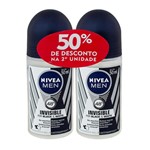 Ficha técnica e caractérísticas do produto Desodorante Nivea Men Invisible For Black &amp White Roll-on 2x 50ml