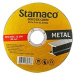 Ficha técnica e caractérísticas do produto Disco de Corte de 115 X 22,23 Mm para Metal-Stamaco-6138