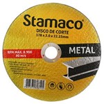 Ficha técnica e caractérísticas do produto Disco de Corte Metal 178X3.0X22Mm