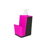Ficha técnica e caractérísticas do produto Dispenser para Detergente com Porta Esponja Tornado - Chumbo/Rosa