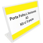 Ficha técnica e caractérísticas do produto Display ou Porta Folha Horizontal L em Acrílico para Papel A3 - Kit C/ 5 Peças