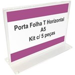 Ficha técnica e caractérísticas do produto Display ou Porta Folha Horizontal L em Acrílico para Papel A5 - Kit C/ 5 Peças