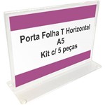 Ficha técnica e caractérísticas do produto Display ou Porta Folha Horizontal T em Acrílico para Papel A5 - Kit C/ 5 Peças