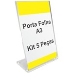 Ficha técnica e caractérísticas do produto Display ou Porta Folha L em Acrílico para Papel A3 - Kit C/ 5 Peças