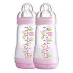 Ficha técnica e caractérísticas do produto Double Pack Mamadeira First Bottle 260 Ml - Rosa - MAM