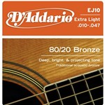 Ficha técnica e caractérísticas do produto Encordoamento Bronze Wound 010 para Violão EJ-10 - D'Addario - D Addario