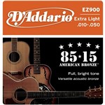 Ficha técnica e caractérísticas do produto D'Addario - Encordoamento Bronze Wound 010 para Violão EZ900 - D Addario